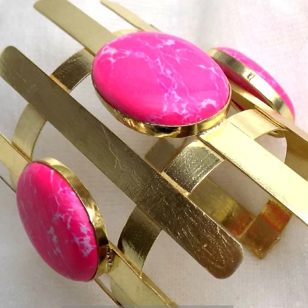 18 Kt Gold Plated Pink Kada Semi Precious stone