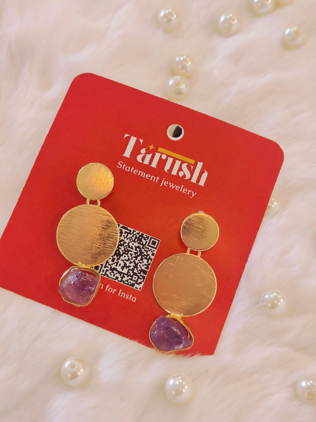 18 Kt Gold Plated Small purple stone earring Semi Precious stone