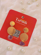 18 Kt Gold Plated Small purple stone earring Semi Precious stone