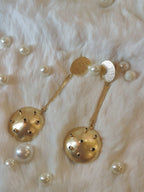 18 Kt Gold Plated long spoke earring gold and black Semi Precious stone