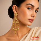 18 Kt Gold Plated Beaded Jhumka Earrings - Perfect for Your Traditional Outfits