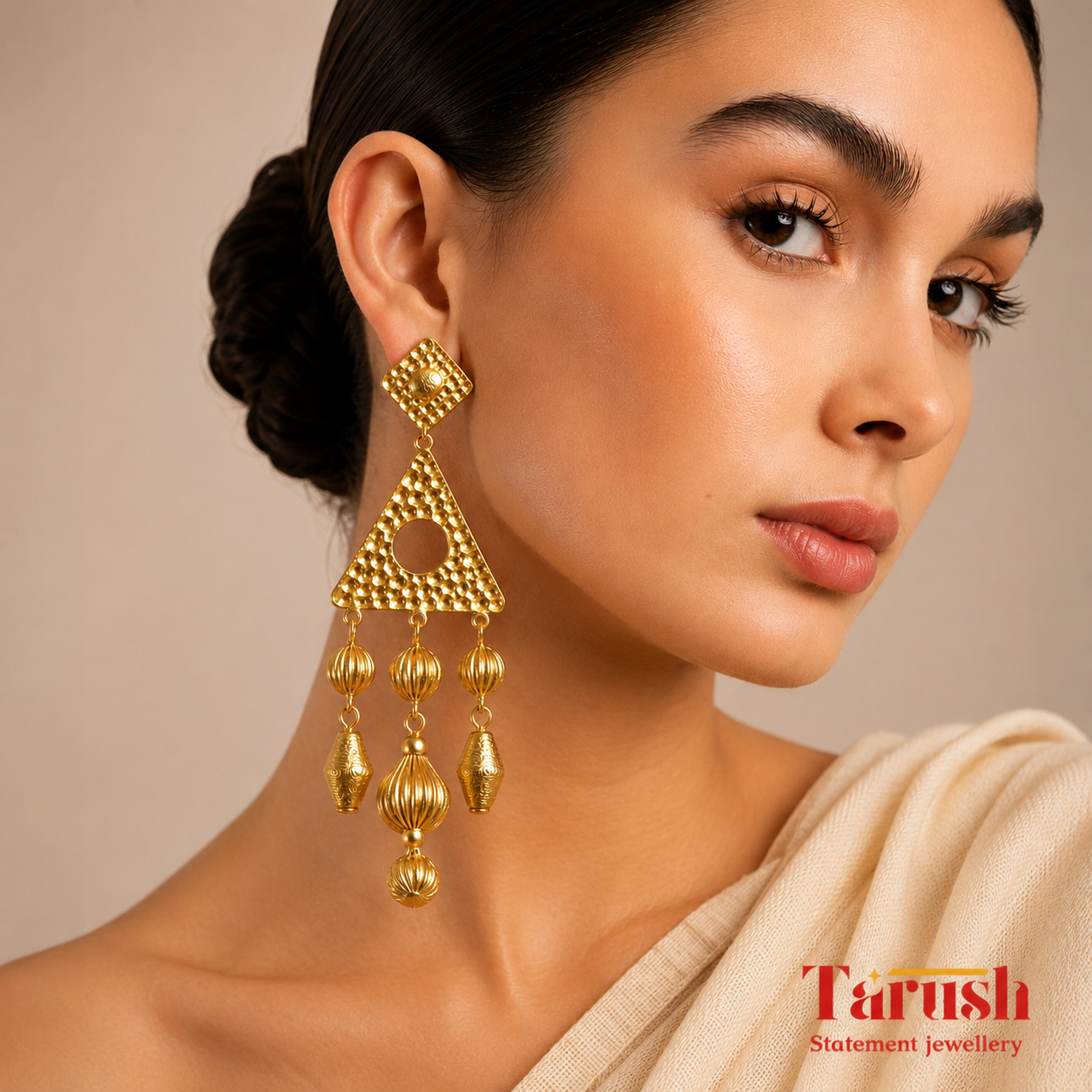 18 Kt Gold Plated Beaded Jhumka Earrings - Perfect for Your Traditional Outfits