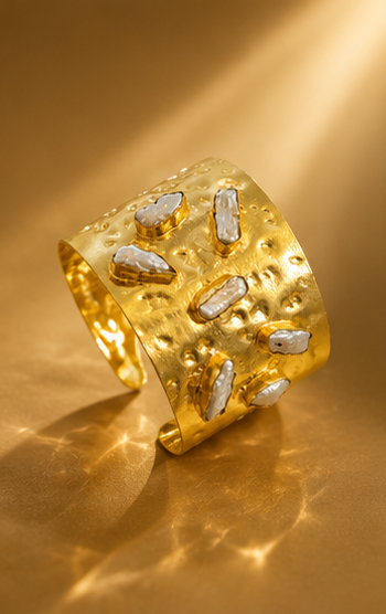 Celestial Crystal Cuff - 18 Kt Gold Pated - Decorated with Precious Stones - Perfect for all occasions - Adjustable and anti tarnish