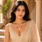 Celestial Cascade Necklace - Multicolour Stones - 18 Kt Gold Plated - decorated with Precious Stones
