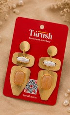 Desert Pearl Earrings - 18 Kt Gold Pated - Decorated with Precious stones to get that elegant look - Perfect for all occasions