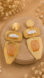 Desert Pearl Earrings - 18 Kt Gold Pated - Decorated with Precious stones to get that elegant look - Perfect for all occasions