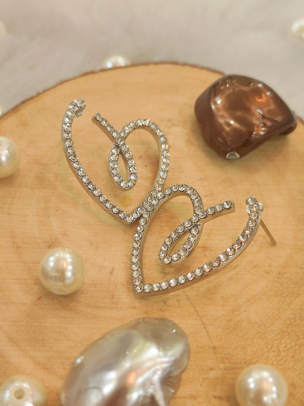 18 Kt Gold Plated heart zircor earrign