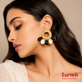 18 Kt Gold Plated - Black and White earring - Look Fabulous Everyday