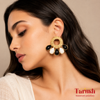 18 Kt Gold Plated - Black and White earring - Look Fabulous Everyday