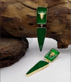 18 Kt Gold Plated green bull earrings Semi Precious stone