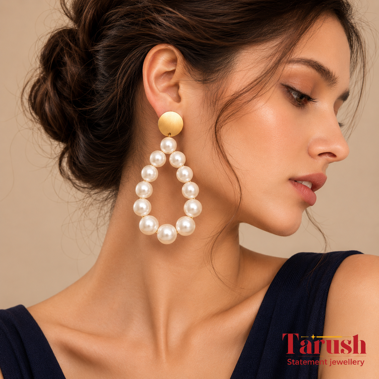 18 Kt Gold Plated - Classic white pearl earrings - Pearl earring - Look Fabulous Everyday