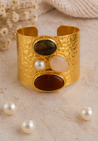 Regal Stone Cuff - 18 Kt Gold Pated - Perfect for all occasions - Adjustable and anti tarnish