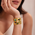Imperial Gemstone Cuff - 18 Kt Gold Pated - Decorated with Precious Stones - Perfect for all occasions - Adjustable and anti tarnish