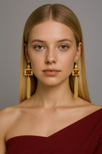 18 Kt Gold Plated Buddha red earring Semi Precious stone