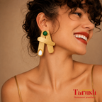 18 Kt Gold Plated - Green A Earring - Look Fabulous Everyday - Make a Statement