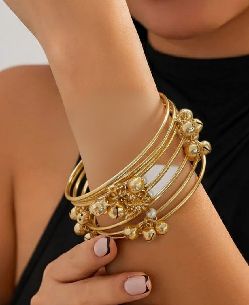 18 Kt Gold Plated Ghunroo kada Semi Precious stone