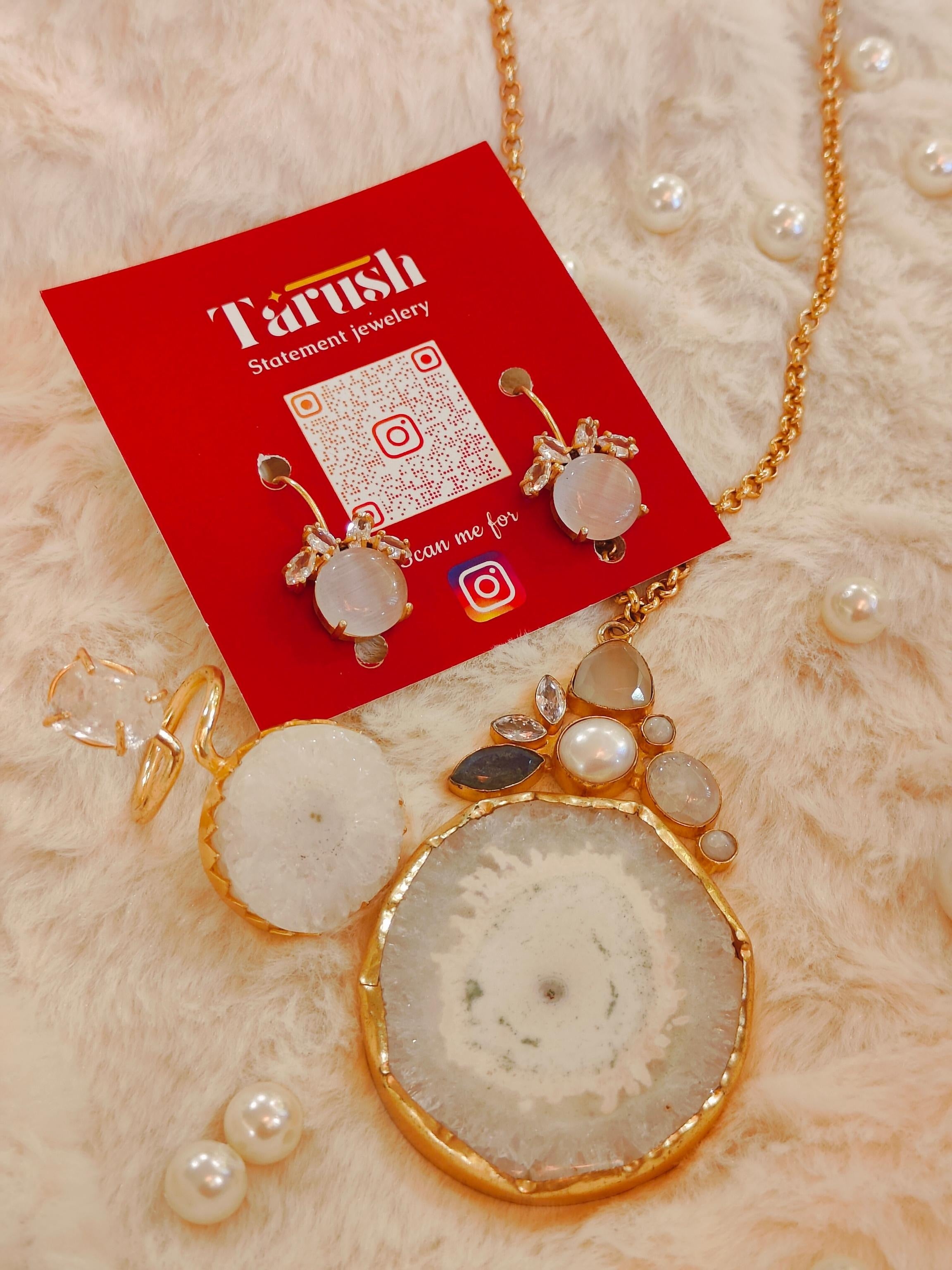 18 Kt Gold Plated Moon stone necklace set (set of 3) Semi Precious stone