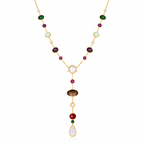 Celestial Cascade Necklace - Multicolour Stones - 18 Kt Gold Plated - decorated with Precious Stones