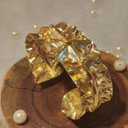 18 Kt Gold Plated hammered kada Semi Precious stone