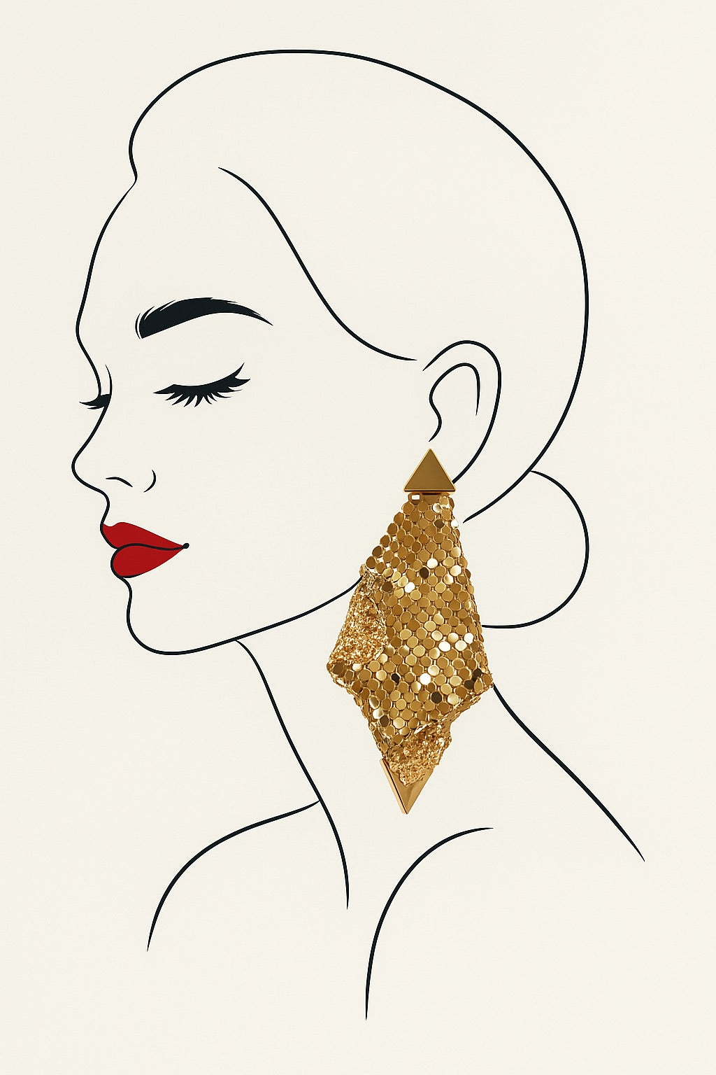 Gold dangler earring Gold