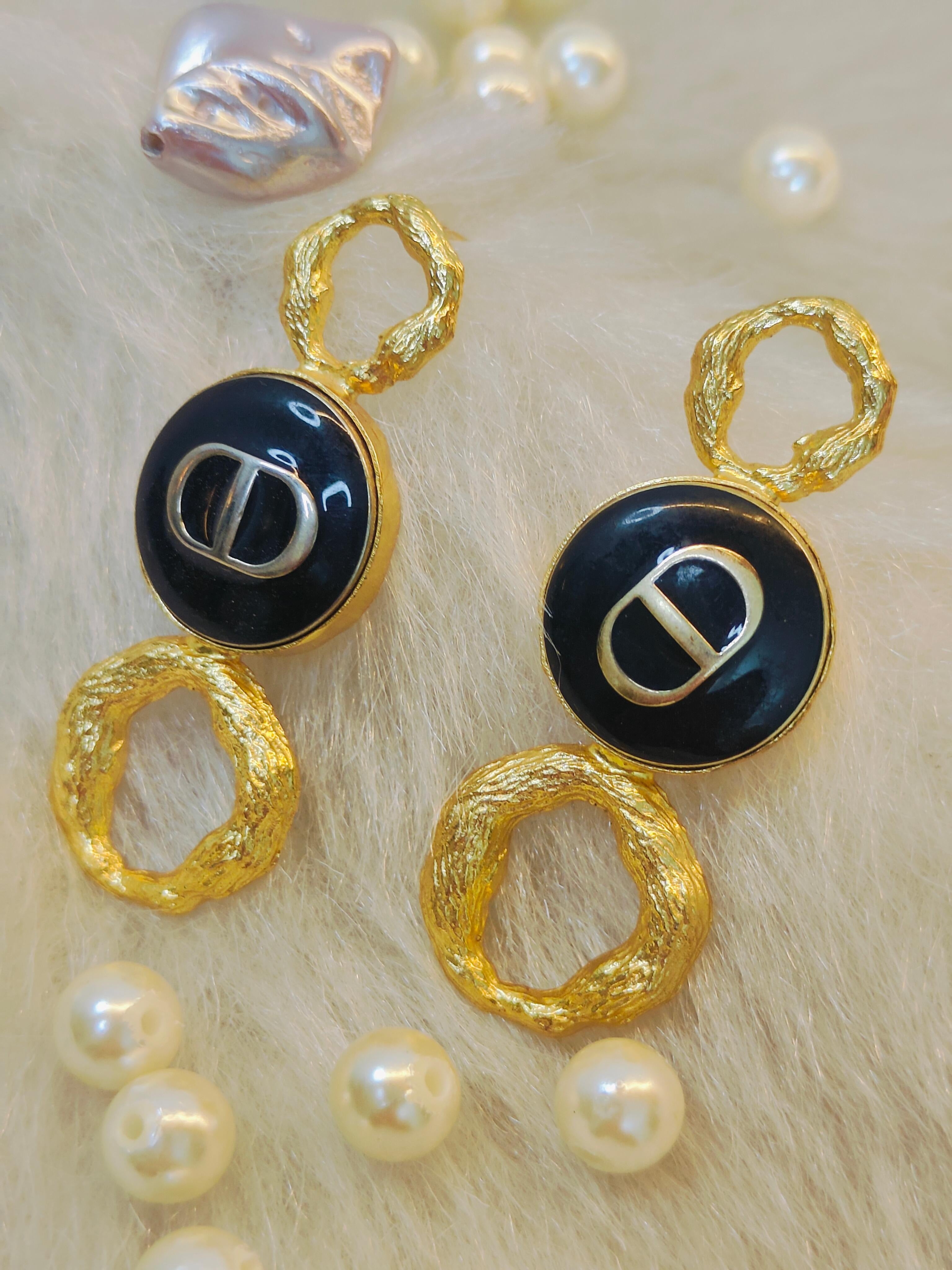 18 Kt Gold Plated black gold earring Black B Semi Precious stone