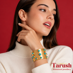 18 Kt Gold Plated Turquoise kada Semi Precious stone - anti tarnish - statement bangle