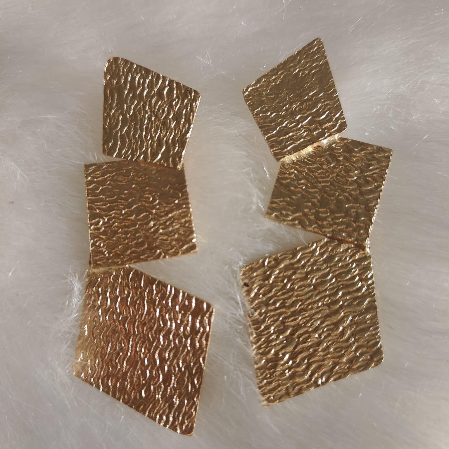 18 Kt Gold Plated, Light, Non-Allergic Brass Earring - Three layer earring - Perfect for your Everyday Look Semi Precious stone