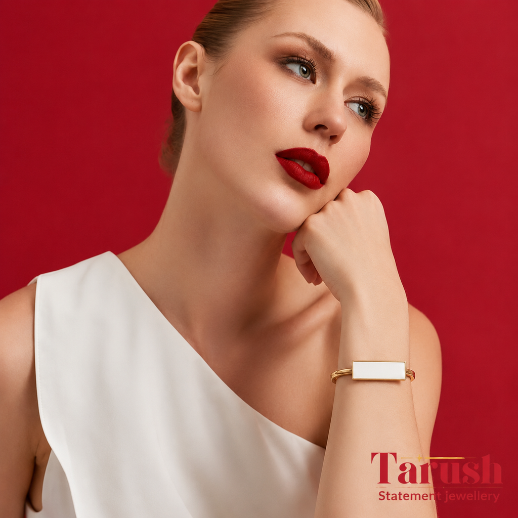 18 Kt Gold Plated - Bangle That Make You Feel luxurious - White kada Semi Precious stone