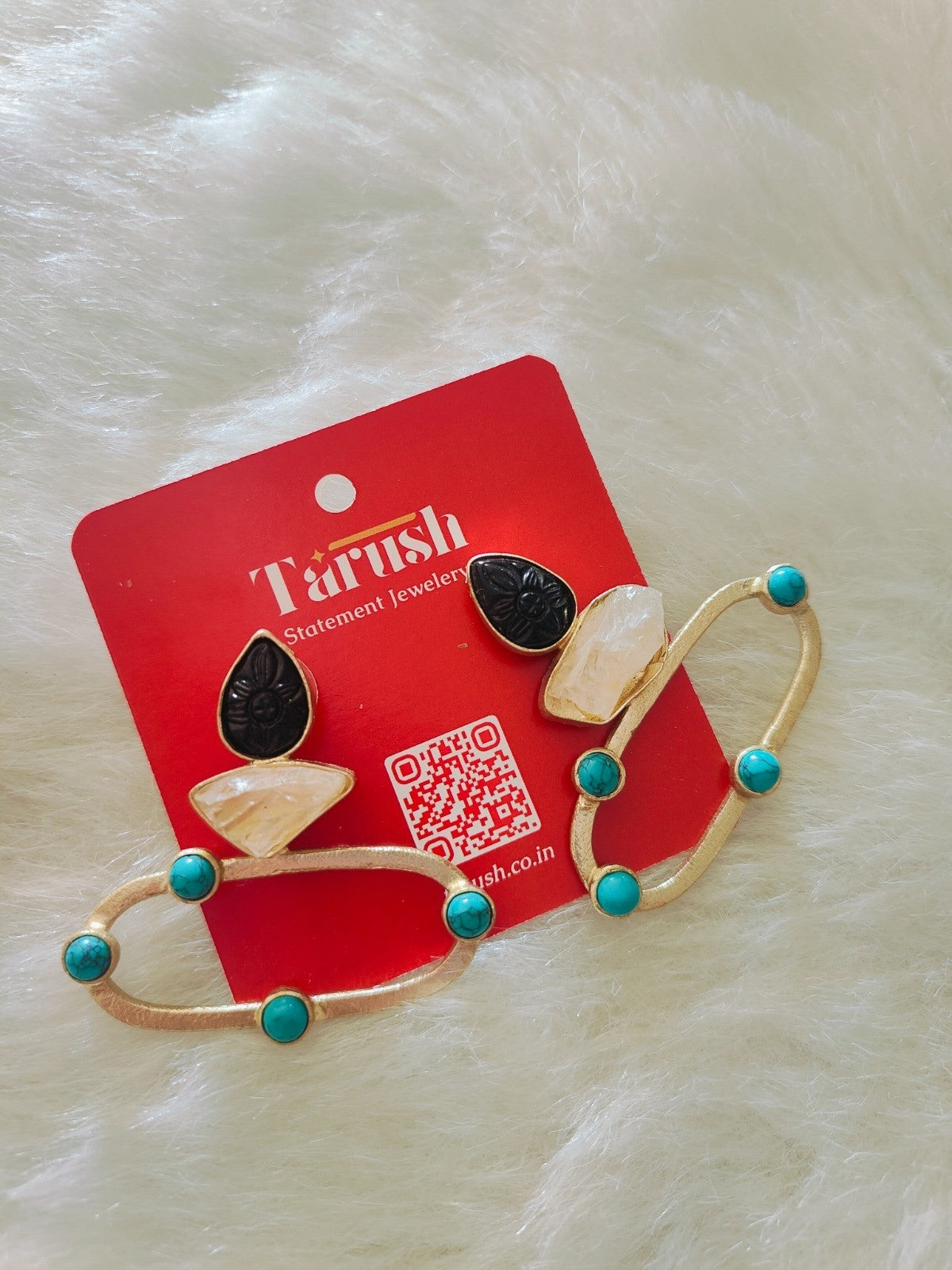 18 Kt Gold Plated druzy stone,Turquoise stone earring, A Semi Precious stone
