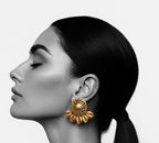 18 Kt Gold Plated dome earring Semi Precious stone