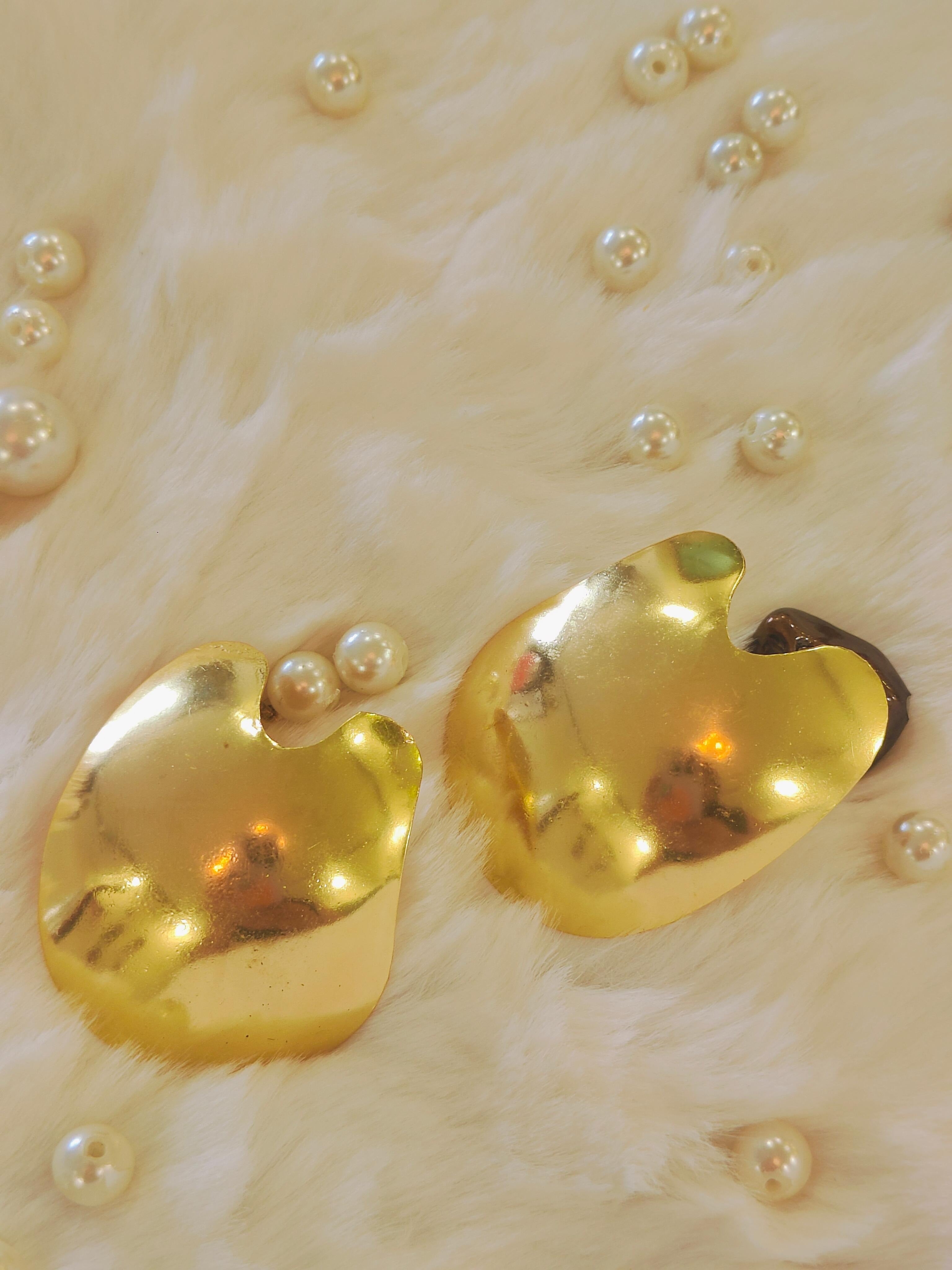 18 Kt Gold Plated Gold big statement earring Semi Precious stone