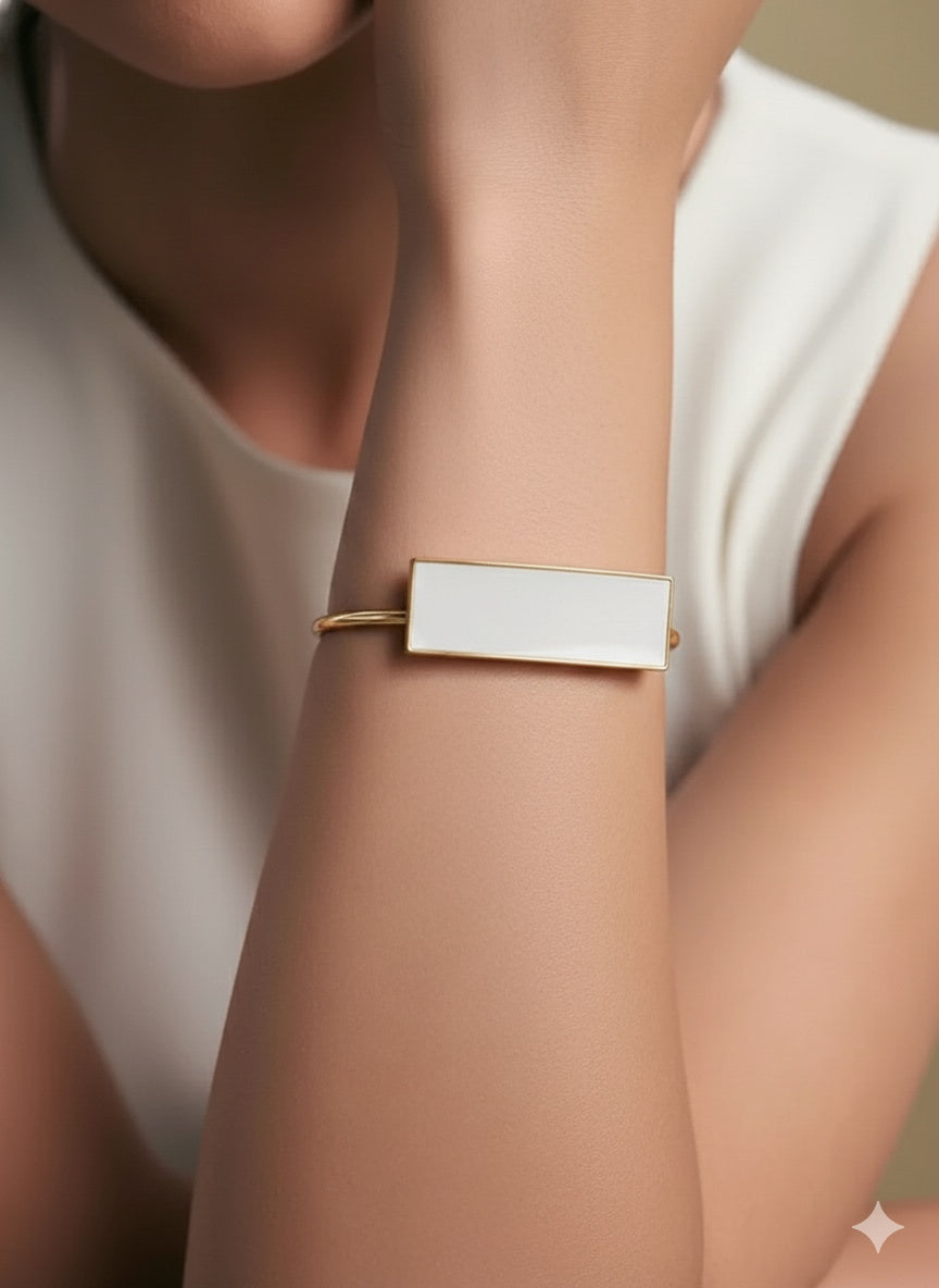 18 Kt Gold Plated - Bangle That Make You Feel luxurious - White kada Semi Precious stone