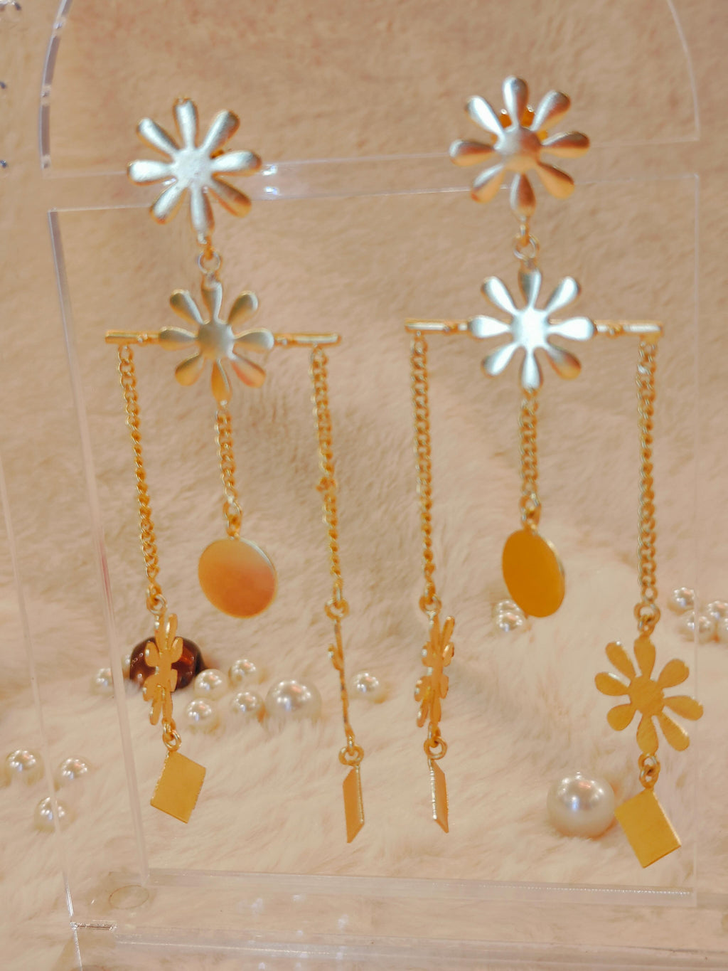 flower tassdel dangler earring