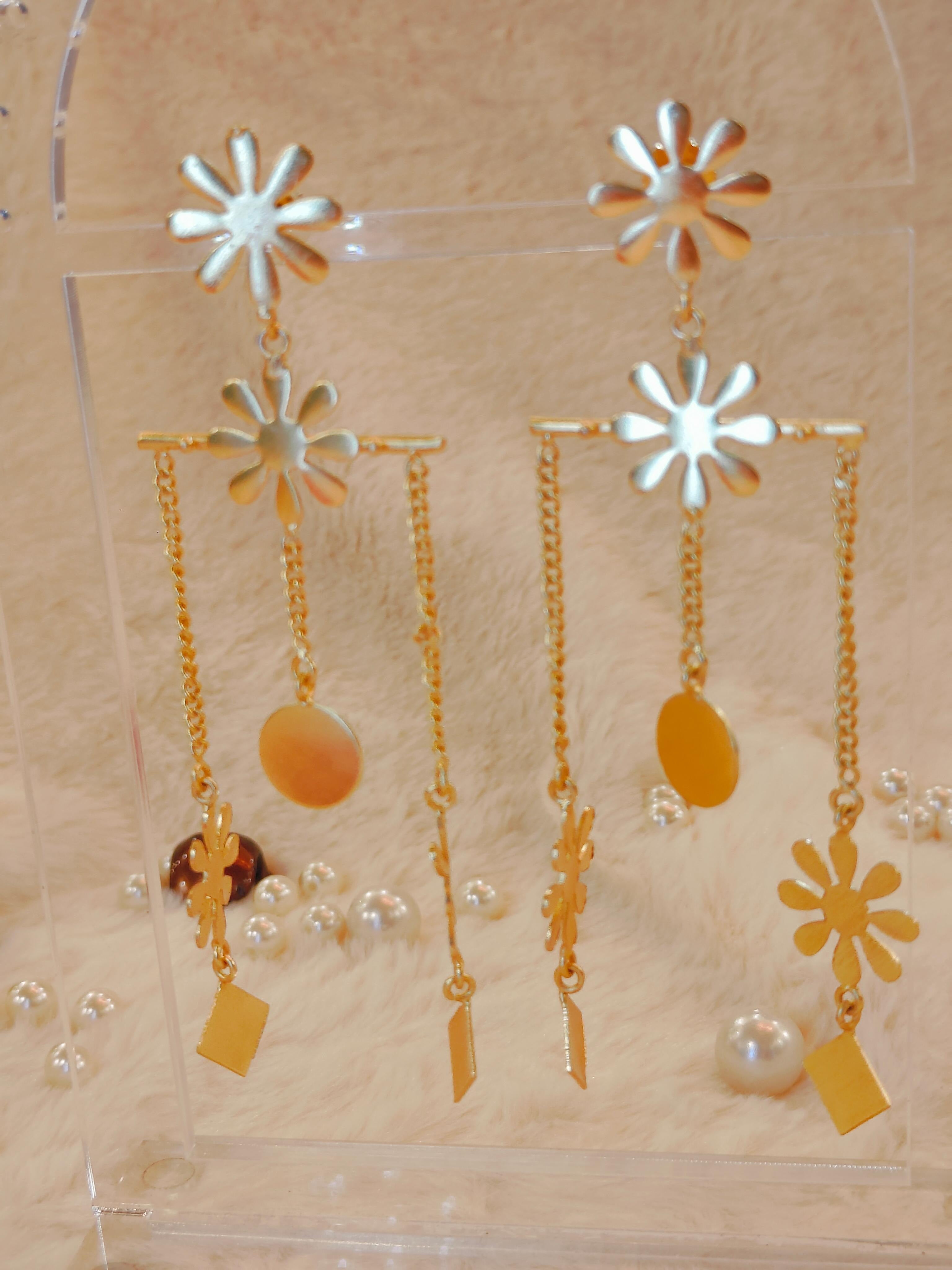 flower tassdel dangler earring