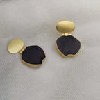 18 Kt Gold Plated Apple Black Earring Black - Perfect for Your Office Look Semi Precious stone