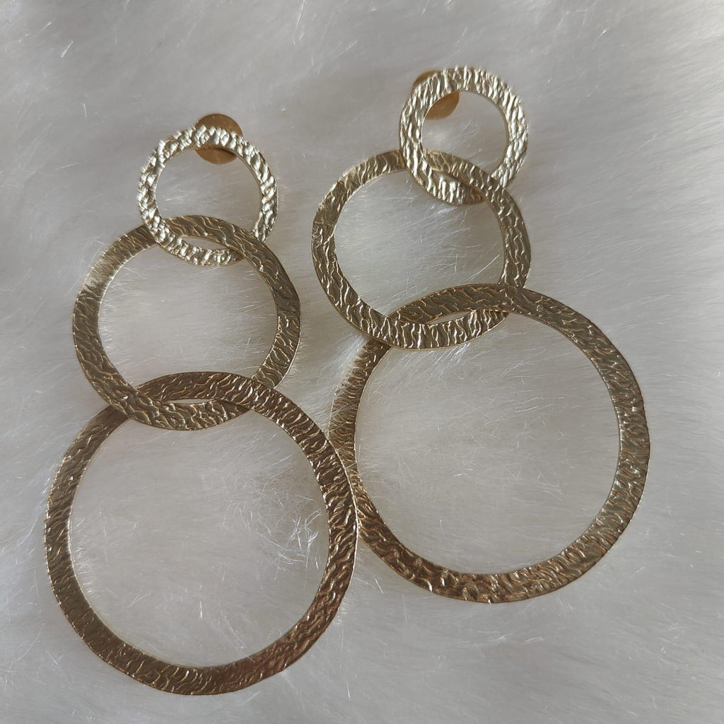 18 Kt Gold Plated three round dangler golden Semi Precious stone