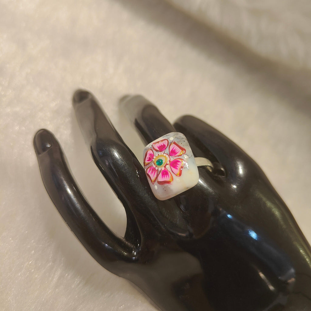 18 Kt Gold Plated Ranjor ring pink Semi Precious stone