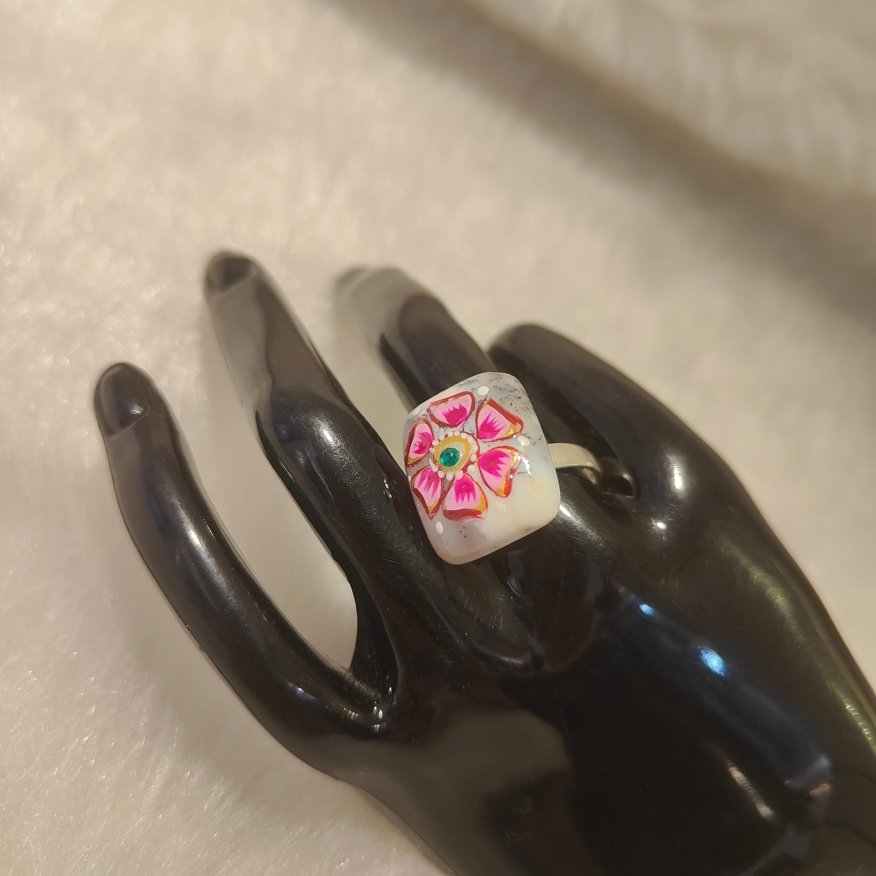 18 Kt Gold Plated Ranjor ring pink Semi Precious stone