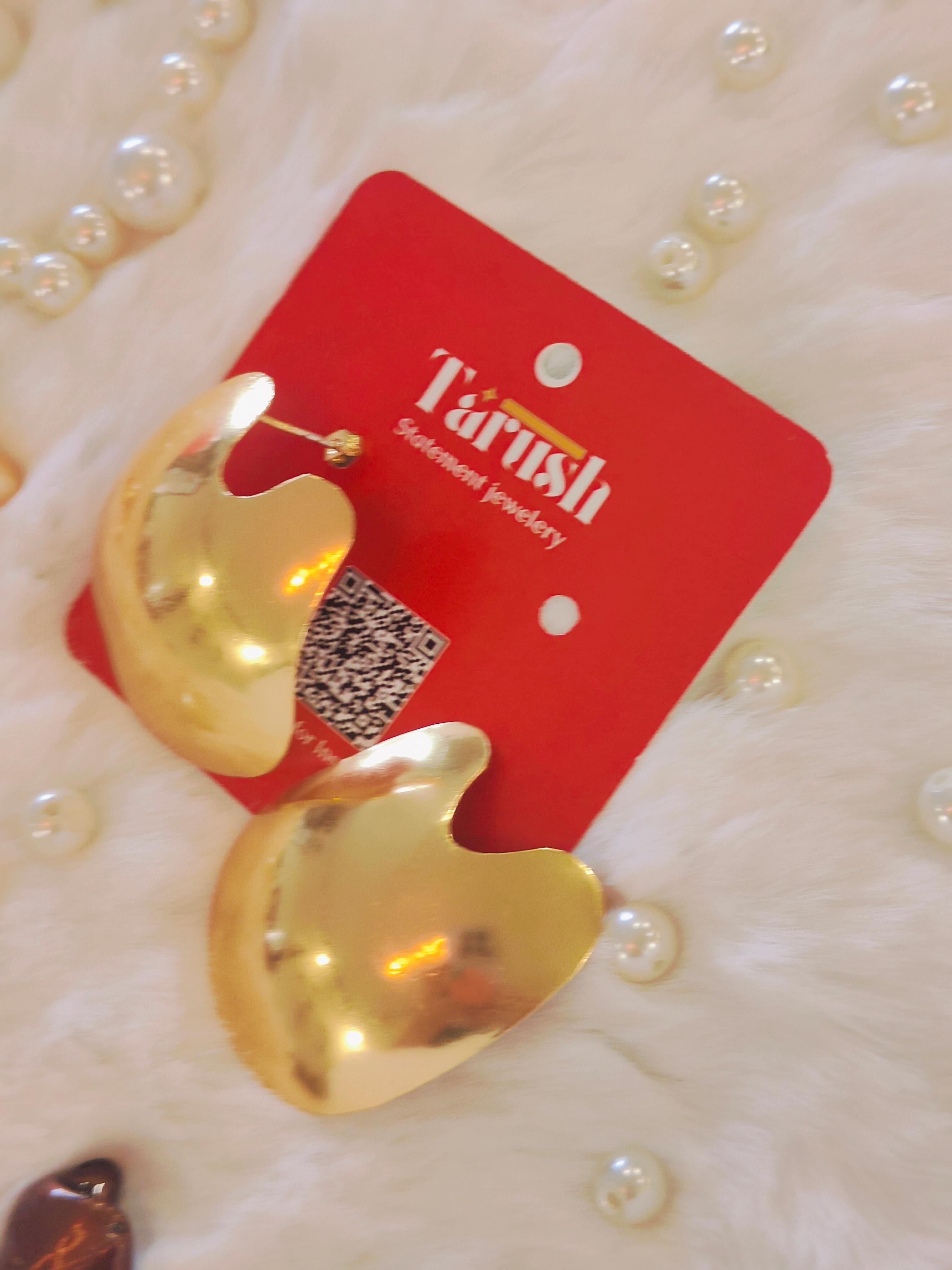 Gold big statement earring