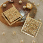 18 Kt Gold Plated - Square earrings - Hand Made - Hammered Texture - Perfect for Your Parties Semi Precious stone