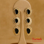 18 Kt Gold Plated 18kt Gold Plated Black Dangler Enamel Earring - Perfect for your Parties Semi Precious stone