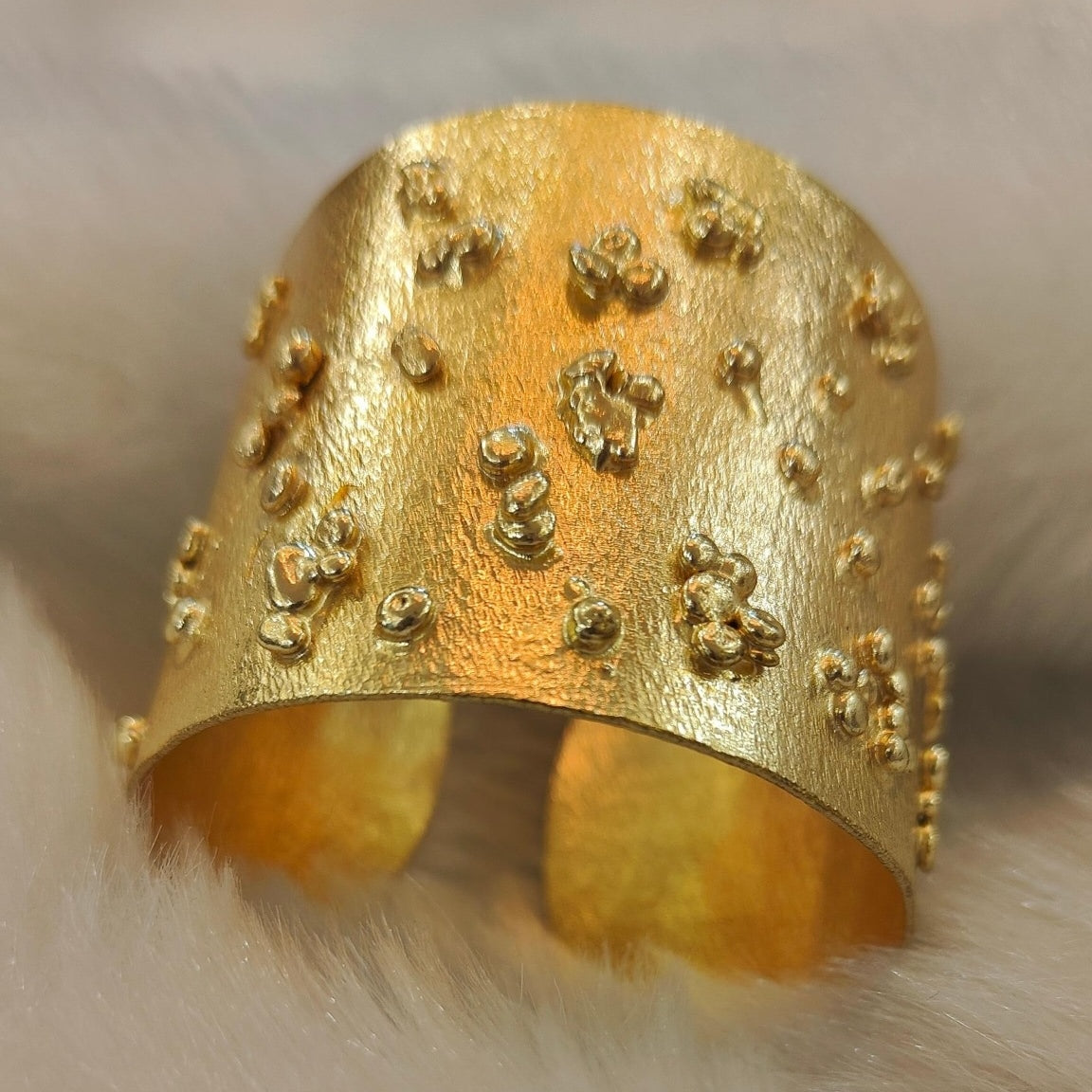 18 Kt Gold Plated Gold Hand cuffs that Makes a Statement - Perfect for Parties Semi Precious stone