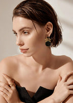 18 Kt Gold Plated Black Druzy earring - Perfect For Your Office Look Semi Precious stone