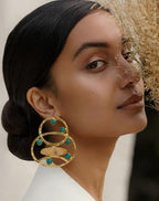 18 Kt Gold Plated druzy stone,Turquoise stone earring Semi Precious stone