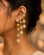 The Mashooka Earrings - 18 Kt Gold Plated Light weight - Dangling Ear Cuffs - Look Fabulous Everyday