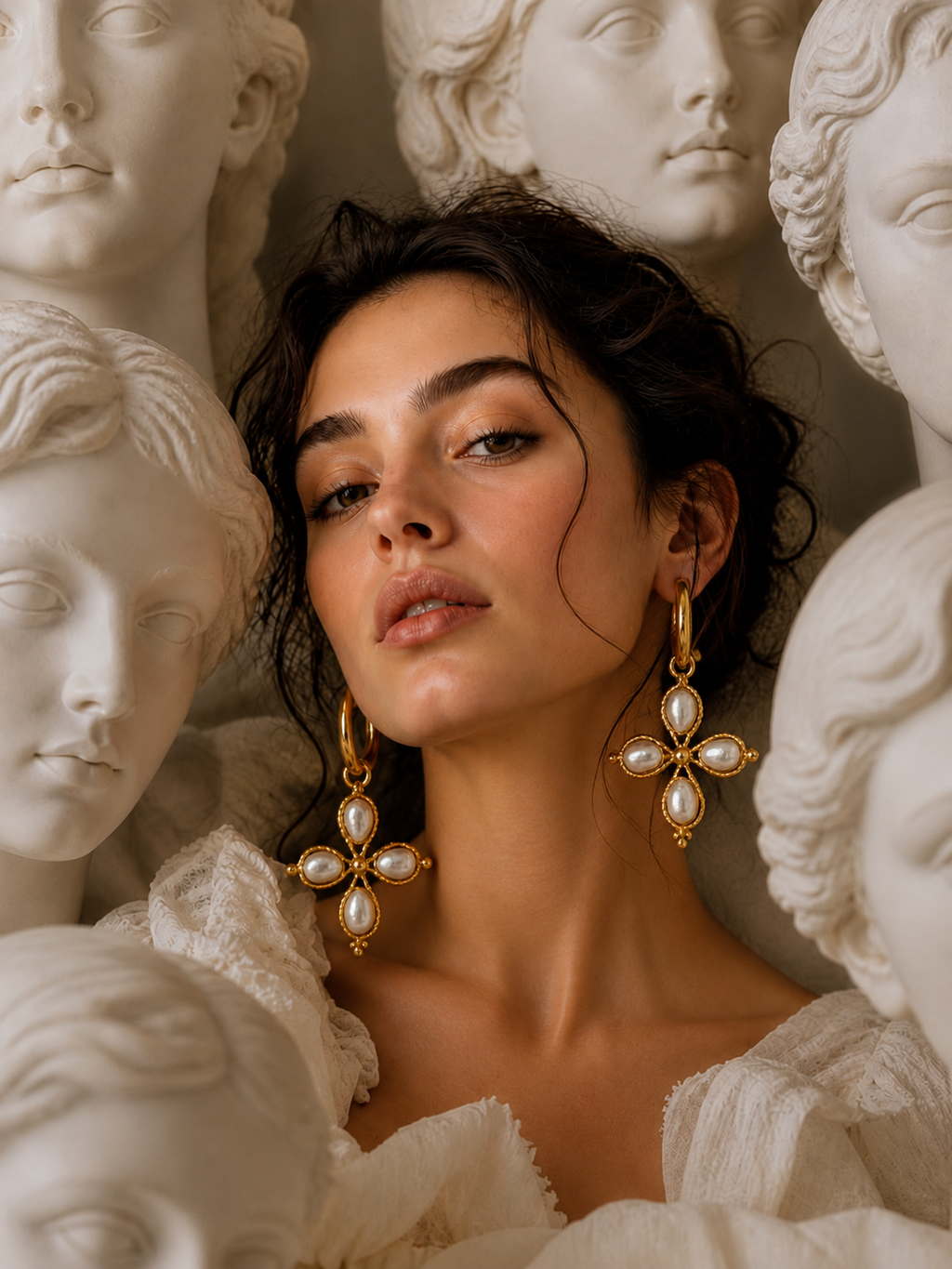 18 Kt Gold Plated Floral Pearl Earrings for Women - 18 kt gold plated anti tarnish - Brass earring - Skin freindly