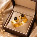 18 Kt Gold Plated Natural Stone Open Cuff Kada for Women - Anti Tarnish Perfect for every day wearw