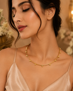 Elegant Beaded Hasli made of Brass - 18 Kt Gold Plated Minimalist Beaded Hasli Necklace for Women