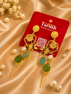 Sage Lagoon Earrings - 18 Kt Gold Pated - Decorated with Semi precious stones - Perfect for all occasions