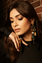 Midnight Bloom Earrings - 18 Kt Gold Pated - Decorated with Semi precious stones - Perfect for all occasions